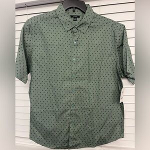 Alfani Olive Patterned Button Down Shirt